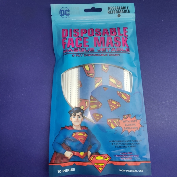 🆕DC COMICS | 10 Pack Superman Youth 3-Ply Disposable Masks - Picture 1 of 4